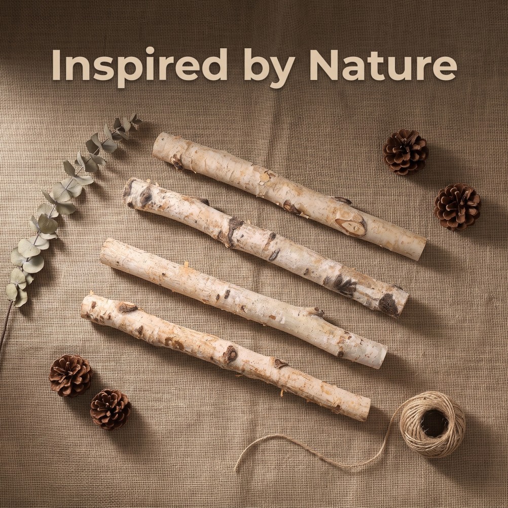 Natural Birch Wood Logs for Fireplace Decorative Rustic Firewood Bundle