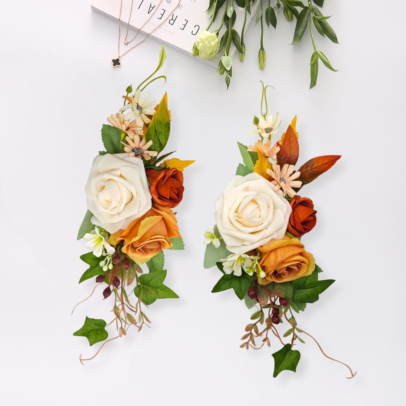 2pcs Artificial Flower Shoulder Corsages for Wedding, Mother of The Bride Cor…