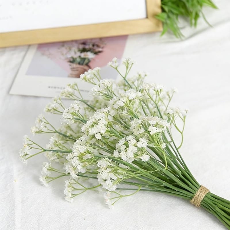 10 PCS White Babys Breath Artificial Flowers Real Touch Gypsophila Wedding