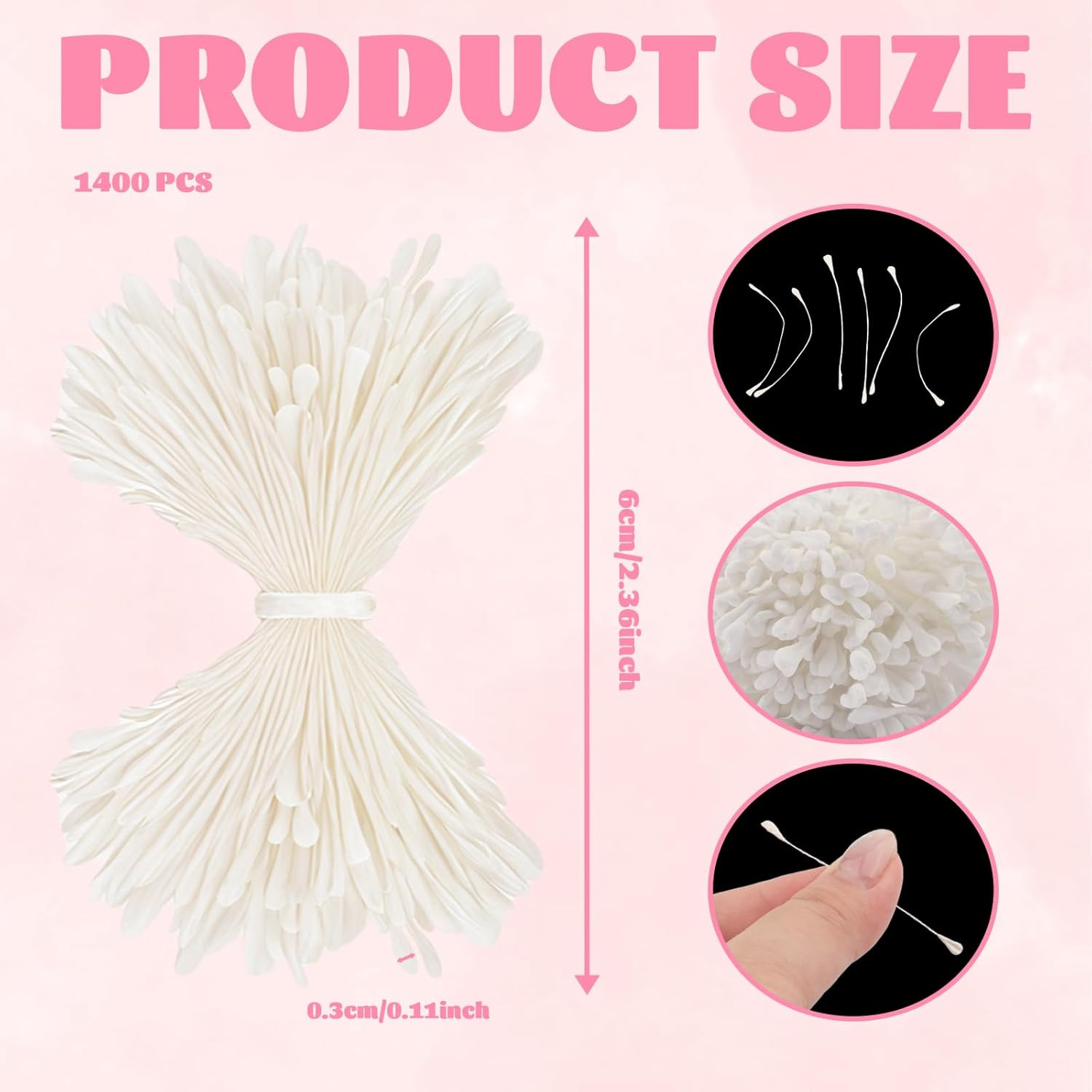 1400 Pcs Flower Stamens for Crafts, 4 Colors Artificial Flower Stamens Matte Mal