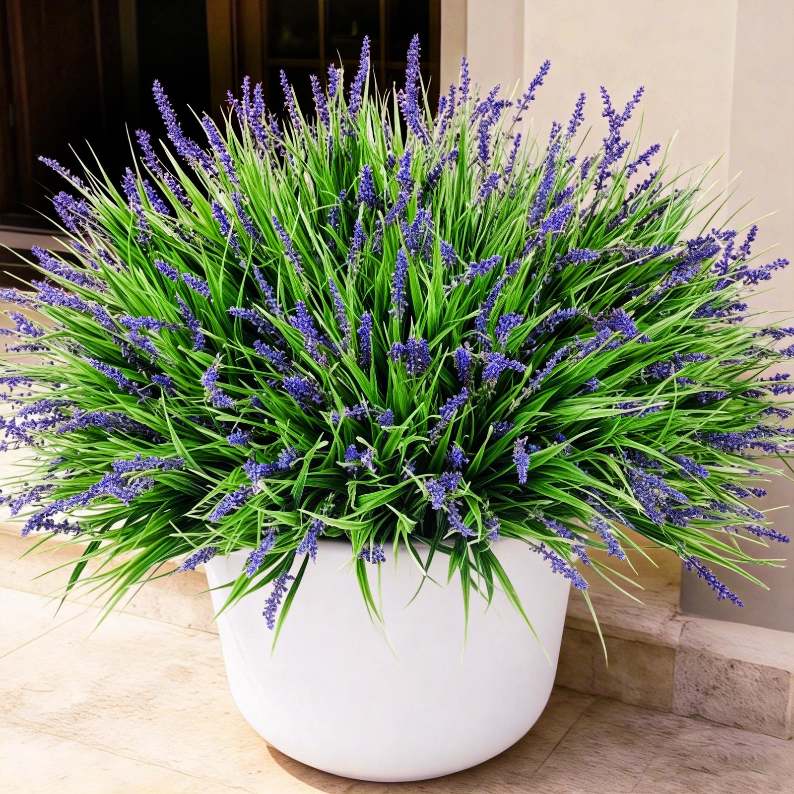 20PCS Artificial Plants Fake Flowers Monkey Grass for Outdoors,UV Resistant R…