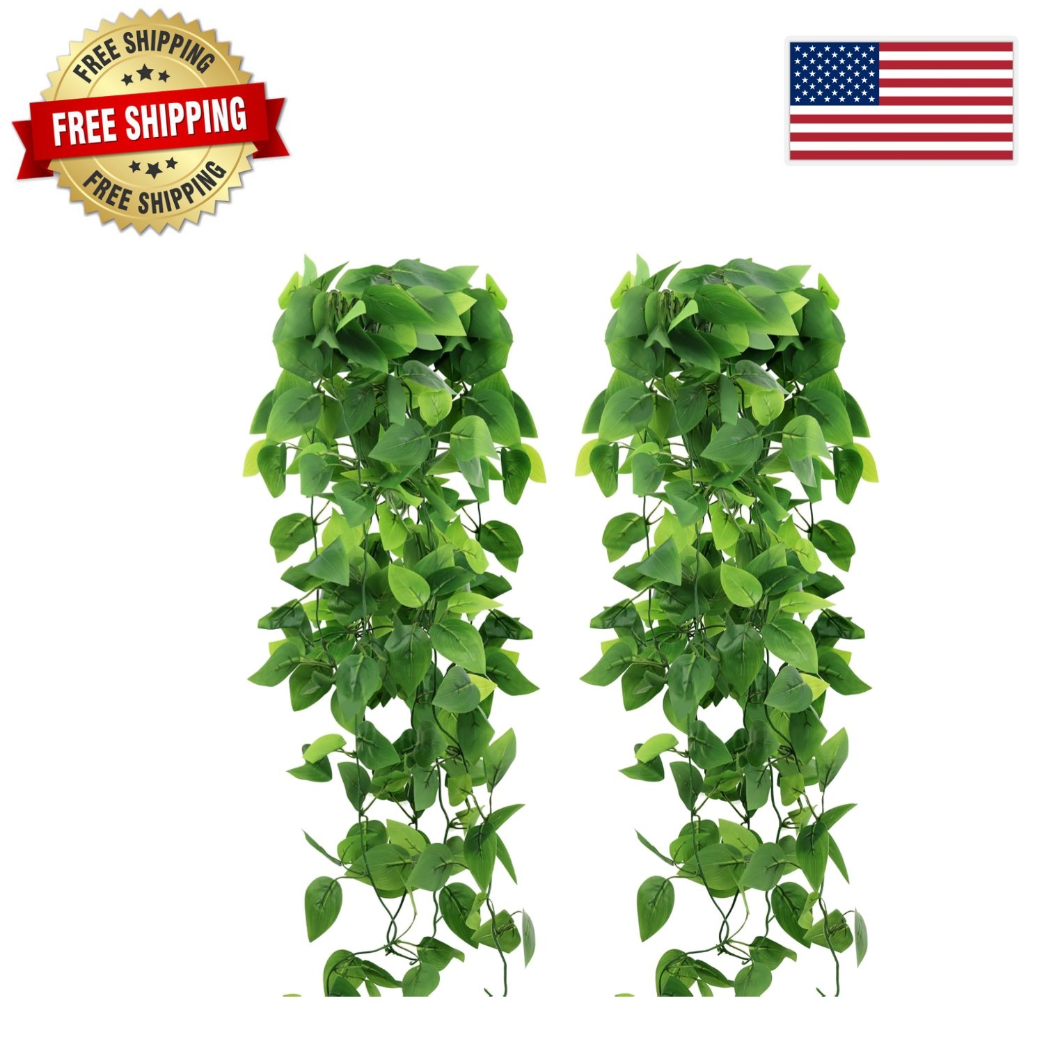 Maintenance-Free 2-Pack Green Pothos Hanging Vines for Home & Garden Decor