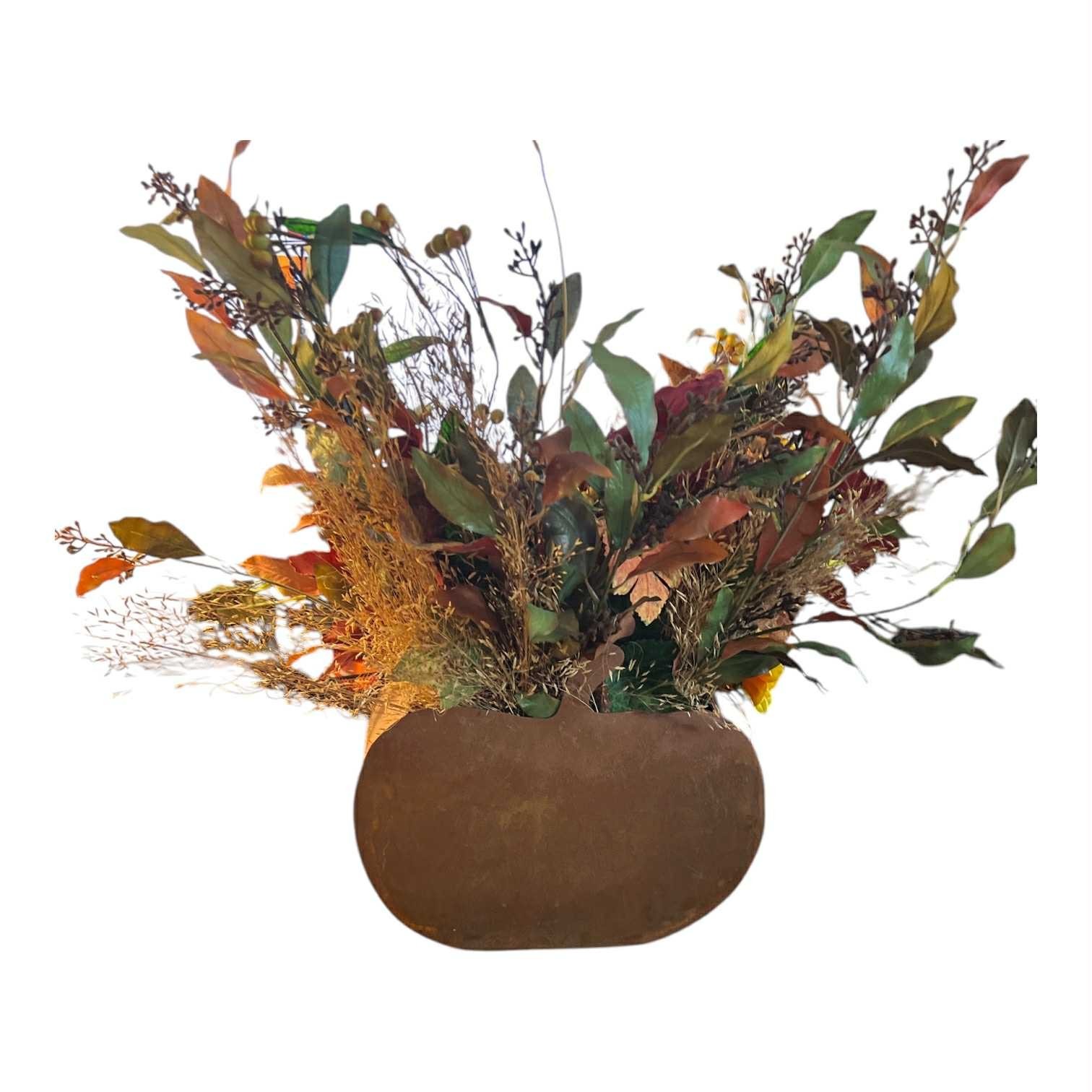 Halloween Faux Flower Arrangement Metal Container By Accents & Occasions 20″