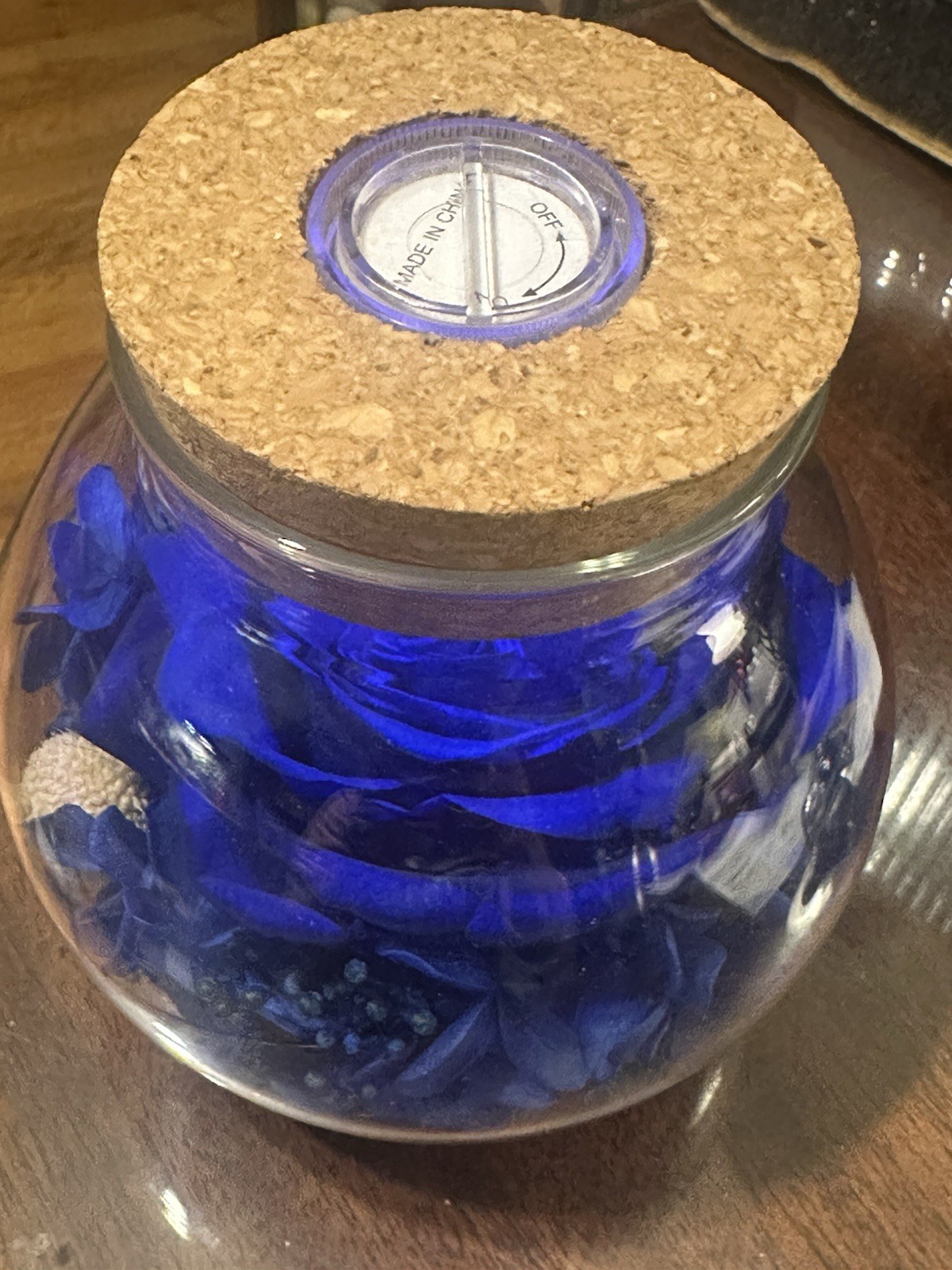 Blue wishing rose/eternal rose with light decoration