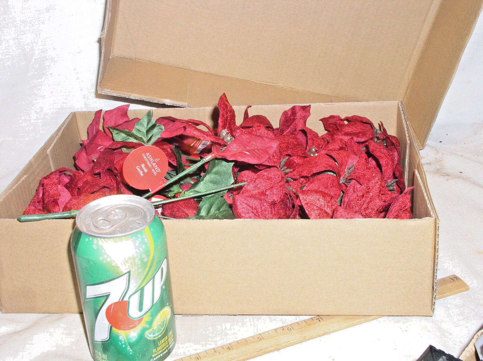 12 ASHLAND CHRISTMAS 9 INCH DARK RED POINSETTIA 4 STEM BUSH SILK FLOWER 756035