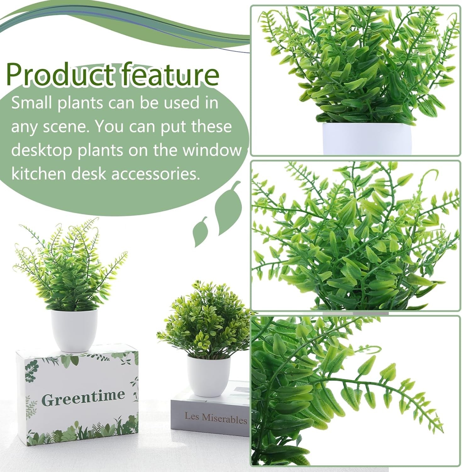 2 Pack Small Fake Potted Plants for Home Decor Faux White-2 Pack