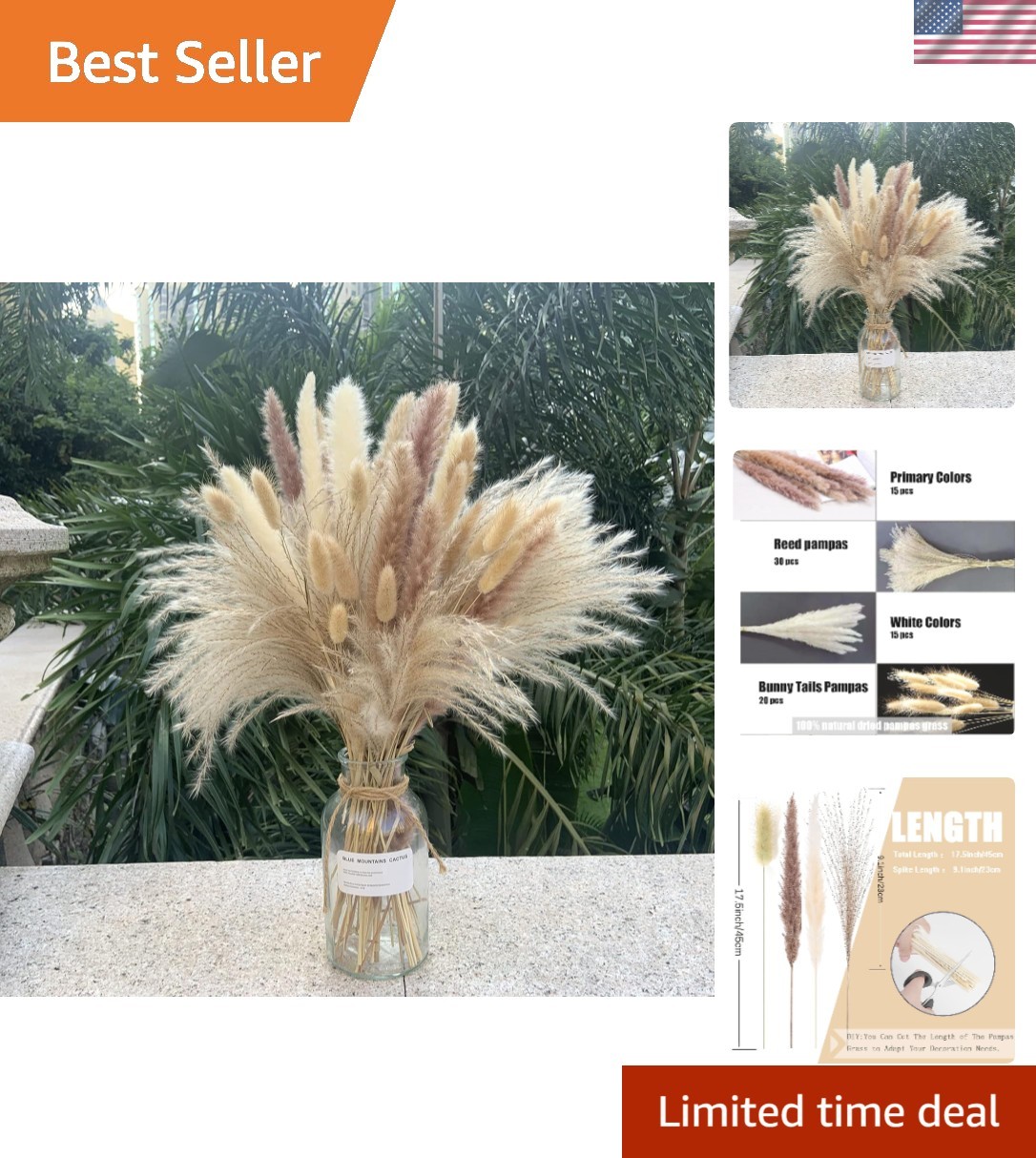 Elegant Pampas Grass Decor – 110 Pcs Natural Dried Flowers for Boho Homes