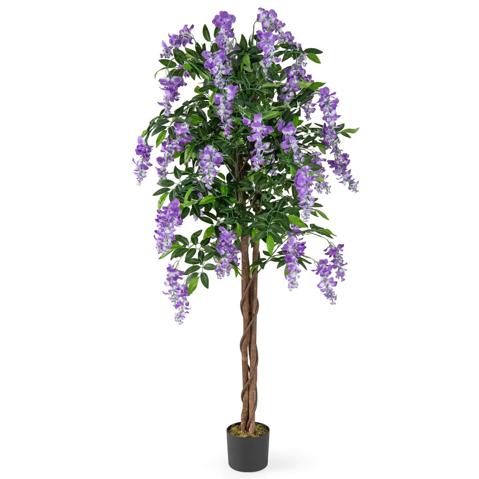 5.5 FT Tall Artificial Ficus Tree Faux Wisteria Plant in Nursery Pot Decoration