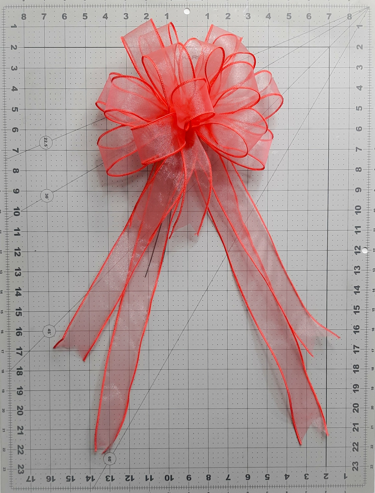 Spring Bow, Chiffon, Sheer, Coral Rose