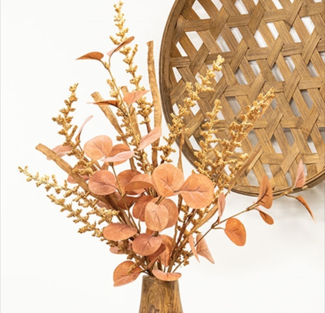 22″ Woodbury Grass & Penny Leaf Eucalyptus Floral Pick