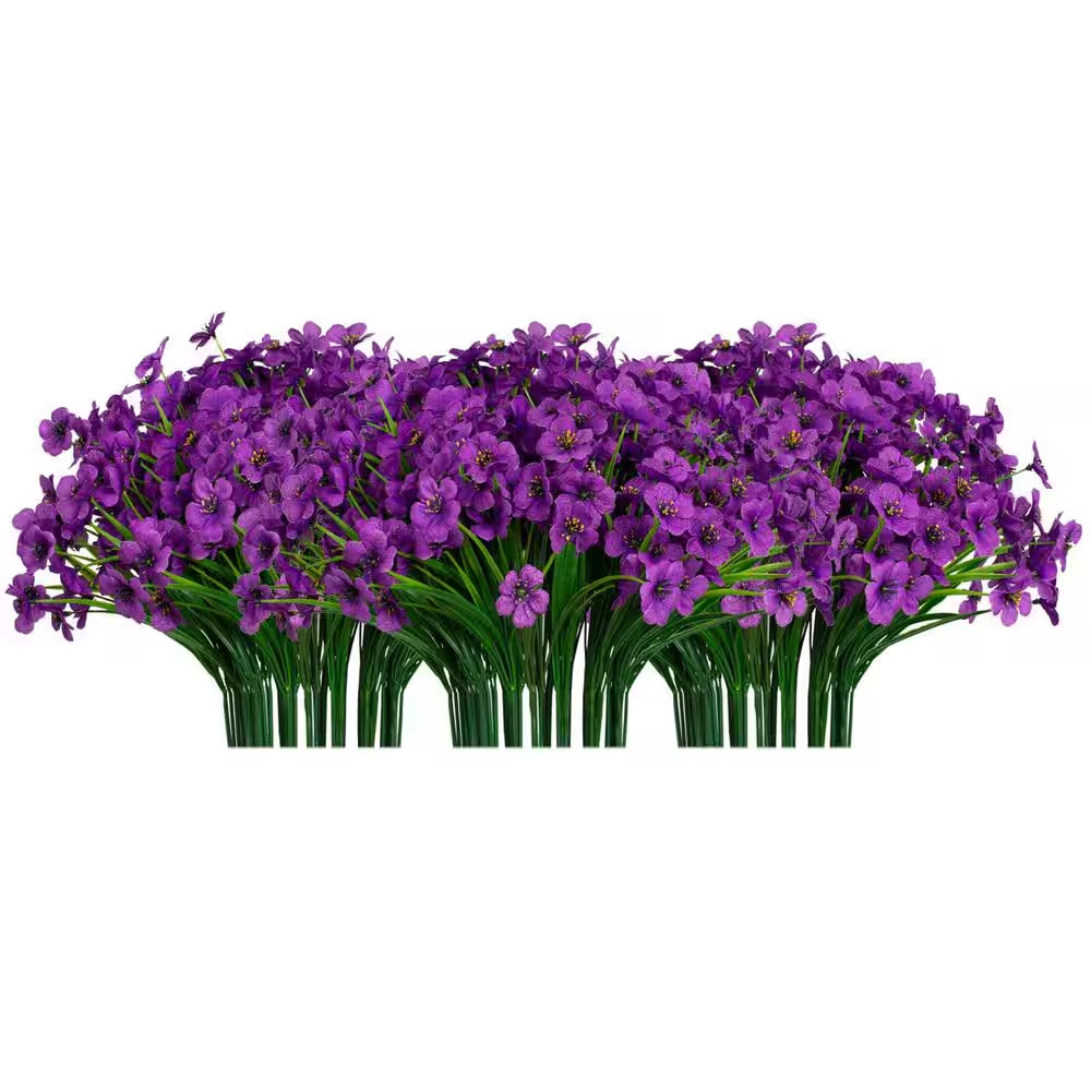 14 In. Violet Purple Indoor/Outdoor UV Resistant Faux Artificial Orchid Flower,