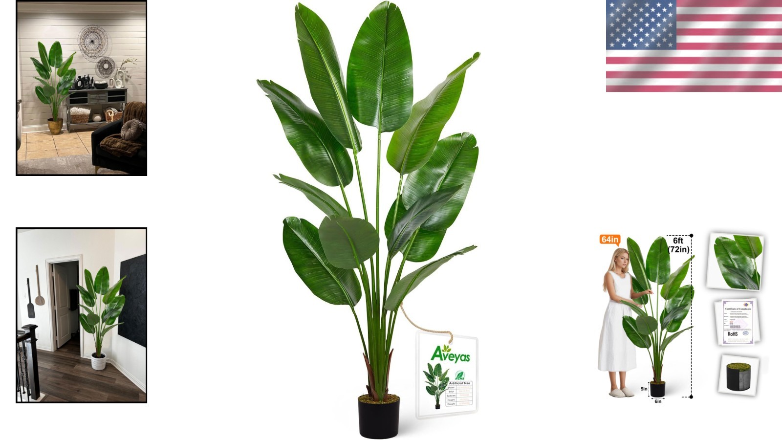 Indoor Outdoor 6ft Faux Floor Plant – Realistic Silk Leaves