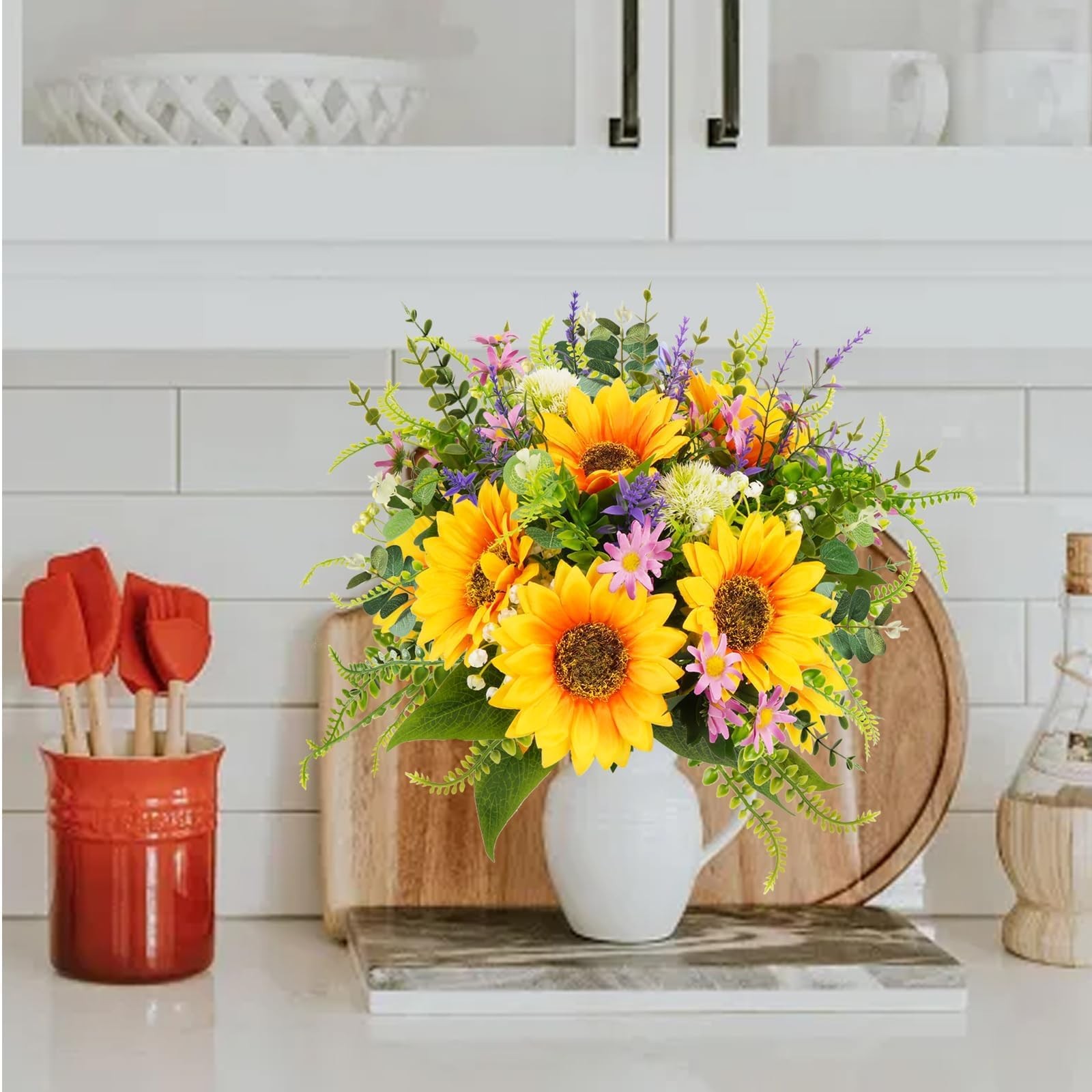 Sunflowers Artificial Flowers Bouquets Spring Fake Wildflowers Silk Decor
