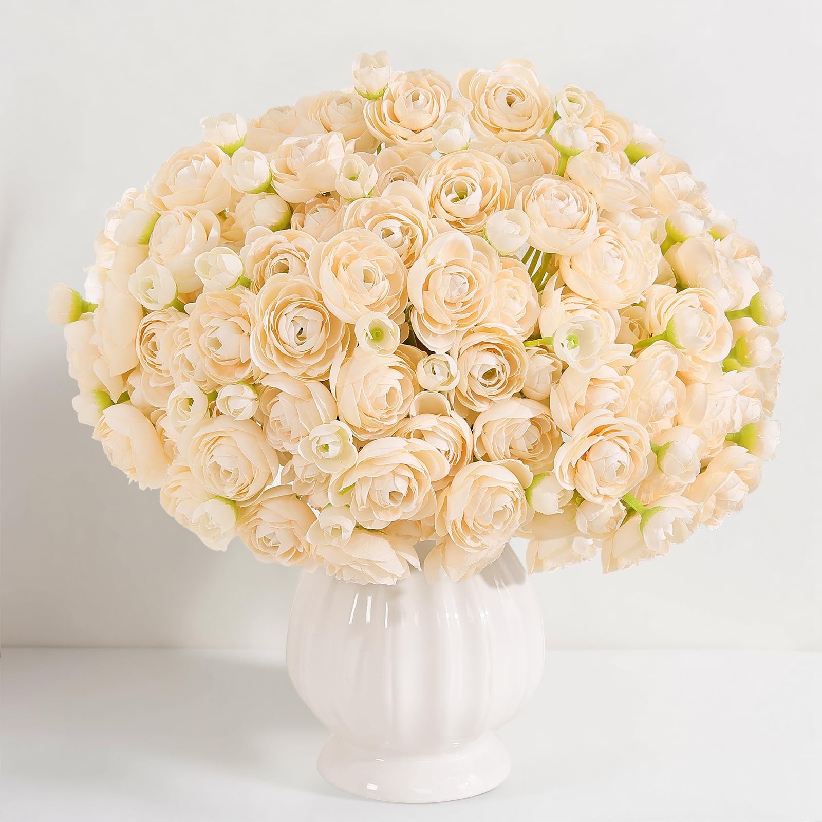 20 PCS Creamy Mini Ranunculus Artificial Bulk Flowers DIY Bouquet Centerpiece