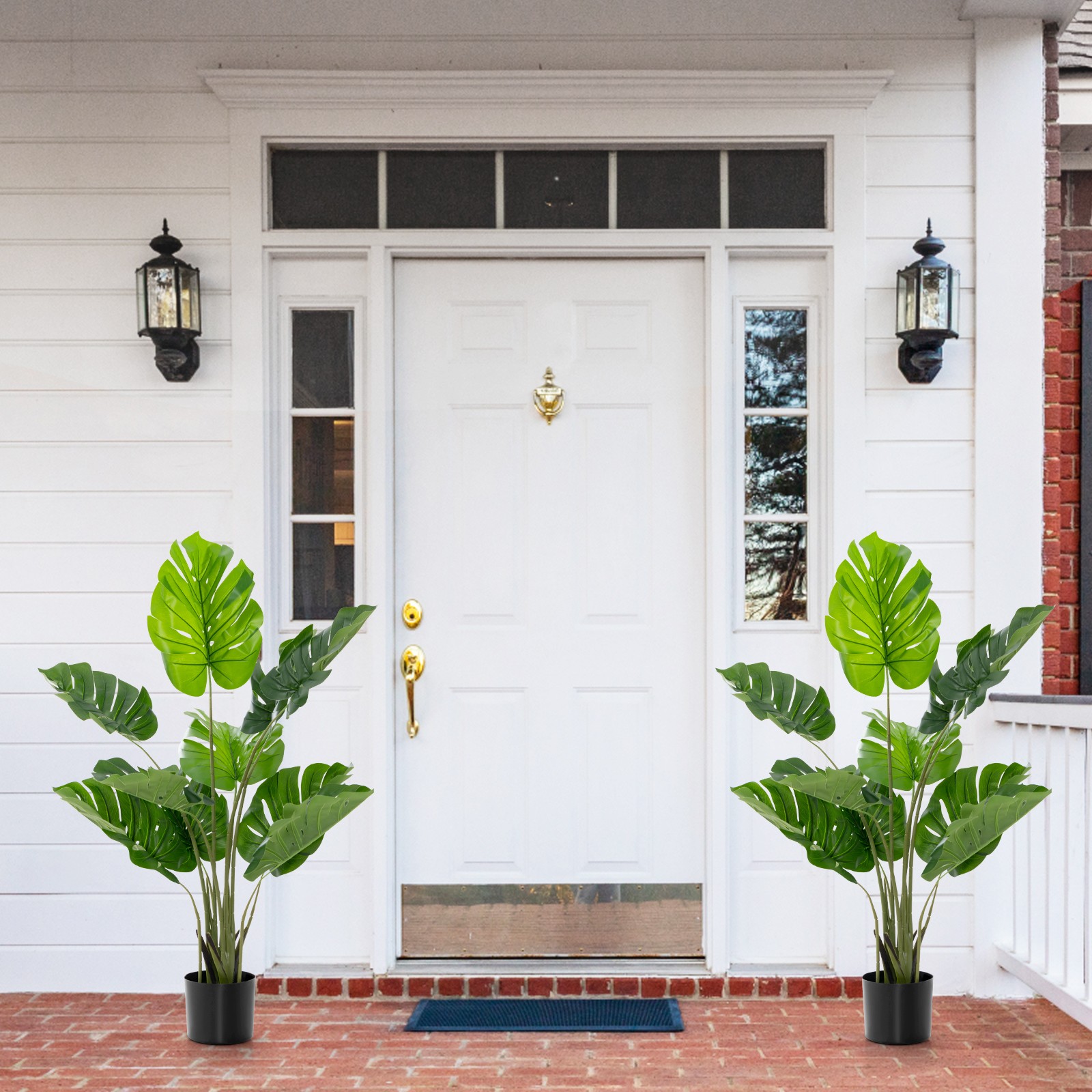 Goplus 4FT Fake Monstera Deliciosa Plant 2PCS Artificial Tree Indoors/Outdoors