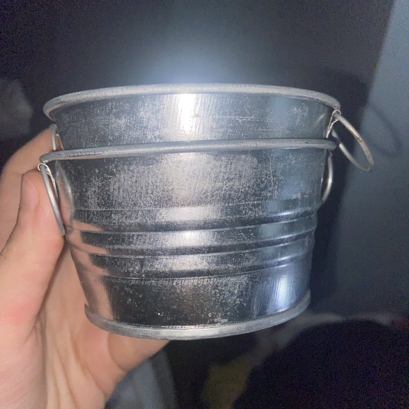 Set of 2 Silver Metal Plant Pot