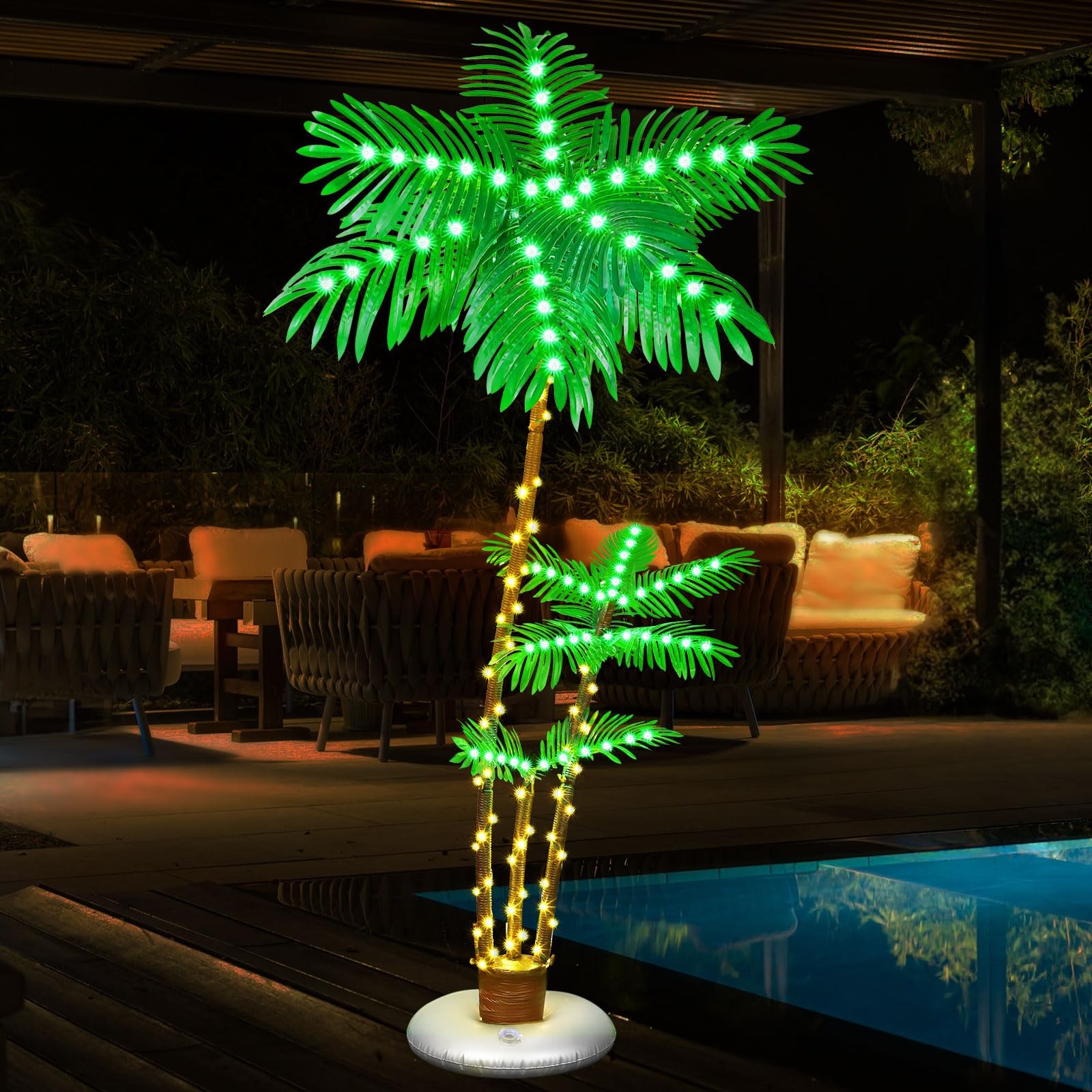 6FT LED Palm Tree Outdoor Indoor Waterproof Tropical Island Decor Tiki Poolside
