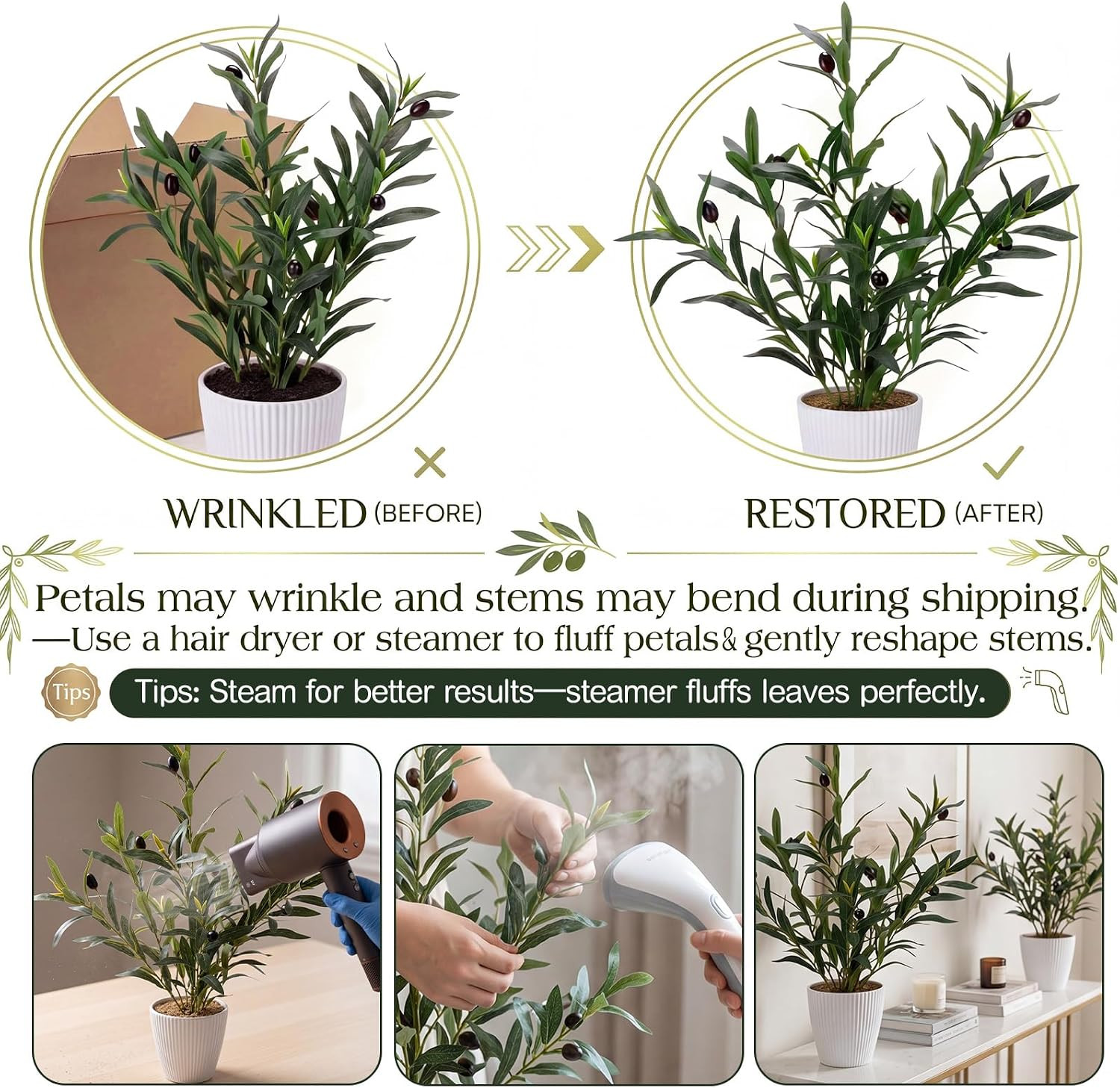 Small Olive Trees Artificial Indoor 18 Inch Fake Olive Tree White Pot
