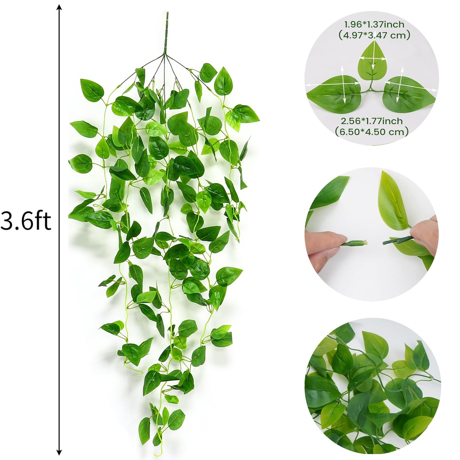 Fake Hanging Plants 2pcs Artificial Hanging Plant for Indoor Outdoor Faux Pot…