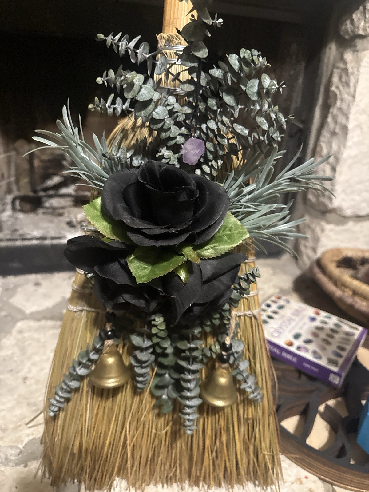 Full Size Straw Protection Broom and Witch Hat
