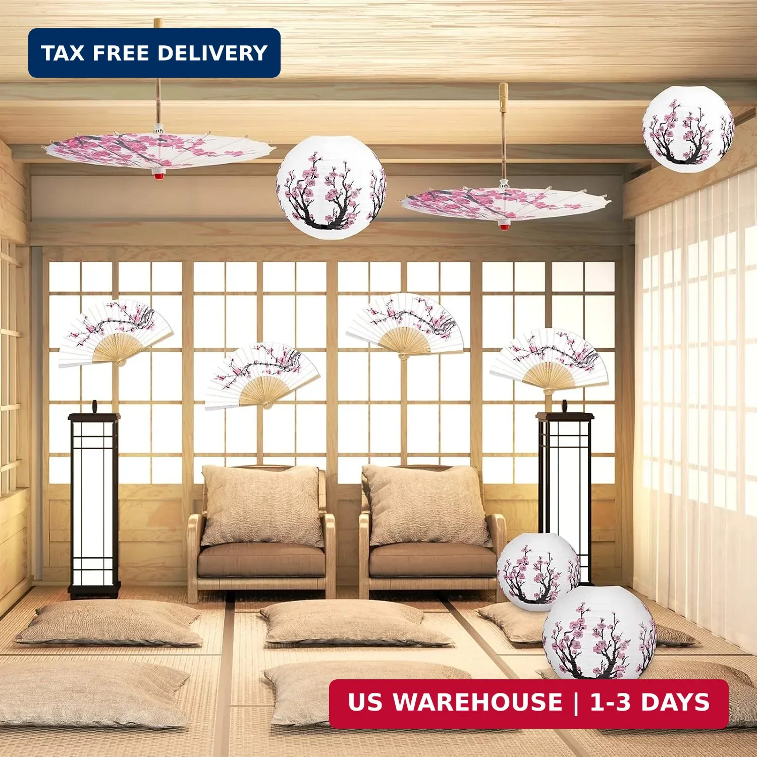 Tallew 12 Pcs Cherry Japanese Blossom Decor Set Chinese New Year Decorations 4 B