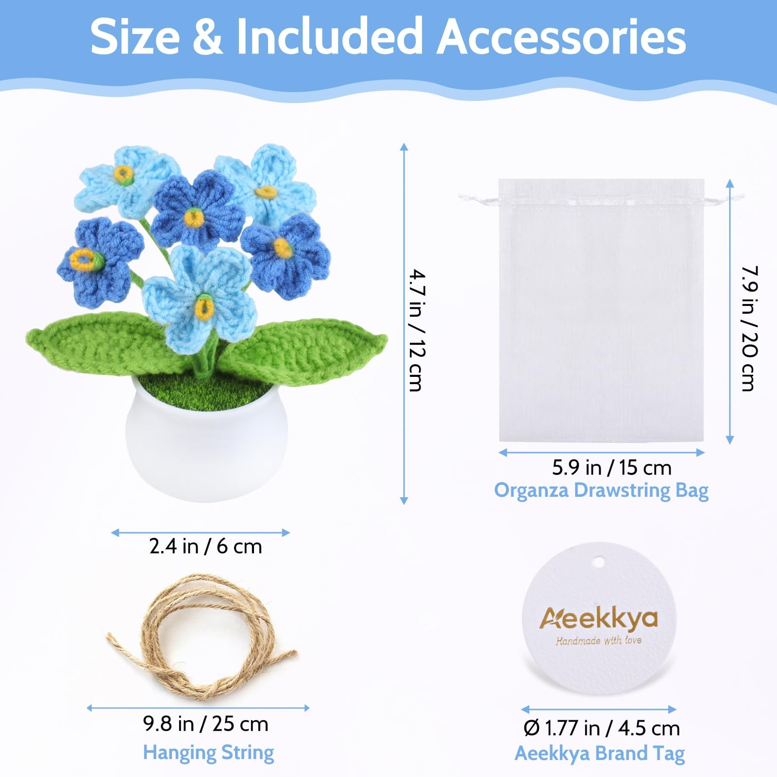 Crochet Flower, Ombre Blue Forget Me Not, Handmade Yarn Crochet Flowers for ,…