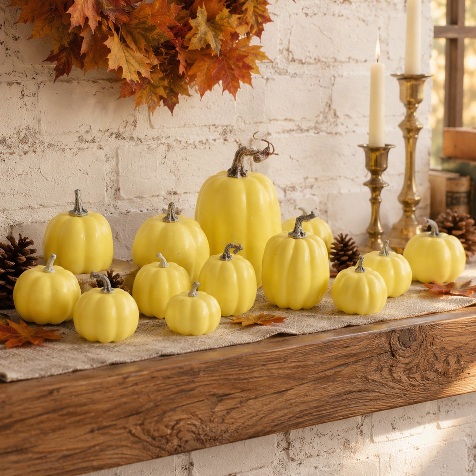 Foam Pumpkins 12 Pack in Three Soft Tones for Tiered Tray and Harvest Decor