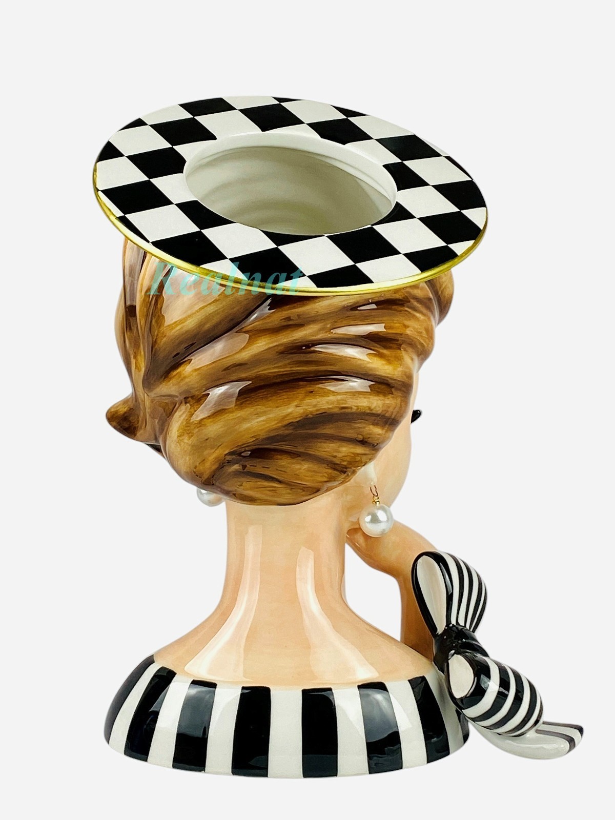 MacKenzie-Childs Ceramic Lady Portrait Vase 11.5″ Tall New No Box
