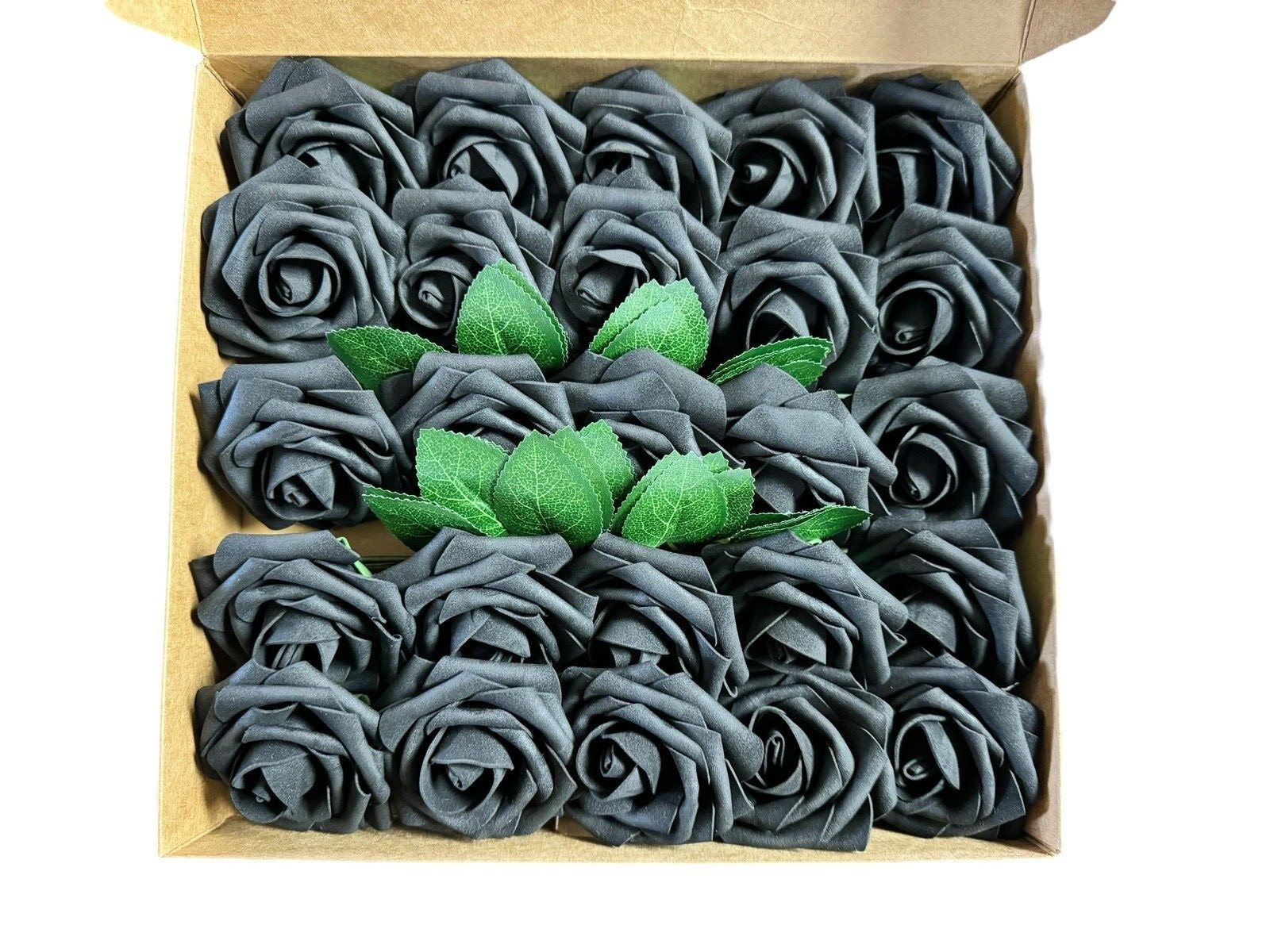 BREEZE TALK ARTIFICIAL FAKE FLOWERS 25PCS MINT BLACK ROSES REALISTIC LOOKING