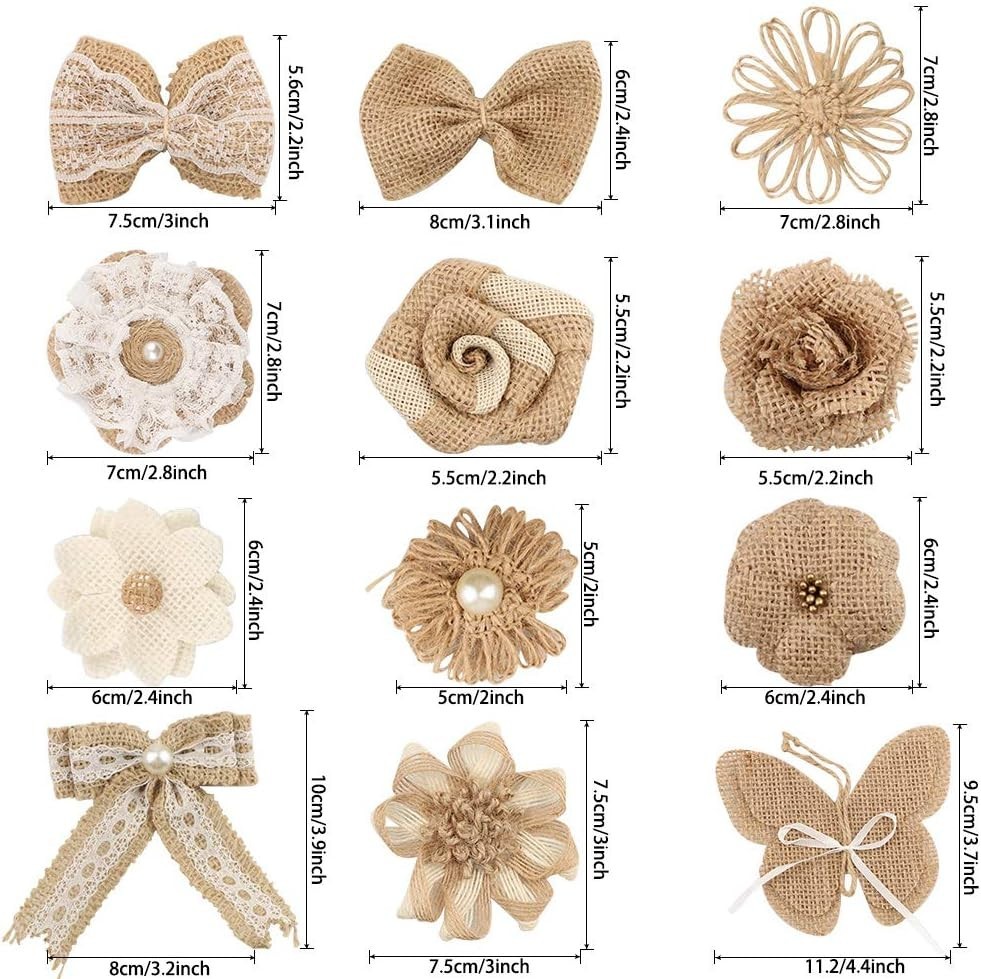 30PCS Rustic Burlap Flowers Set: Perfect for Weddings & DIY Crafts Elegance
