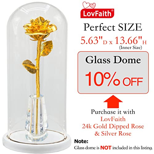 Real Rose Dipped 24K Gold, with Crystal Vase, B1. Deluxe Thick Gold -Blooming