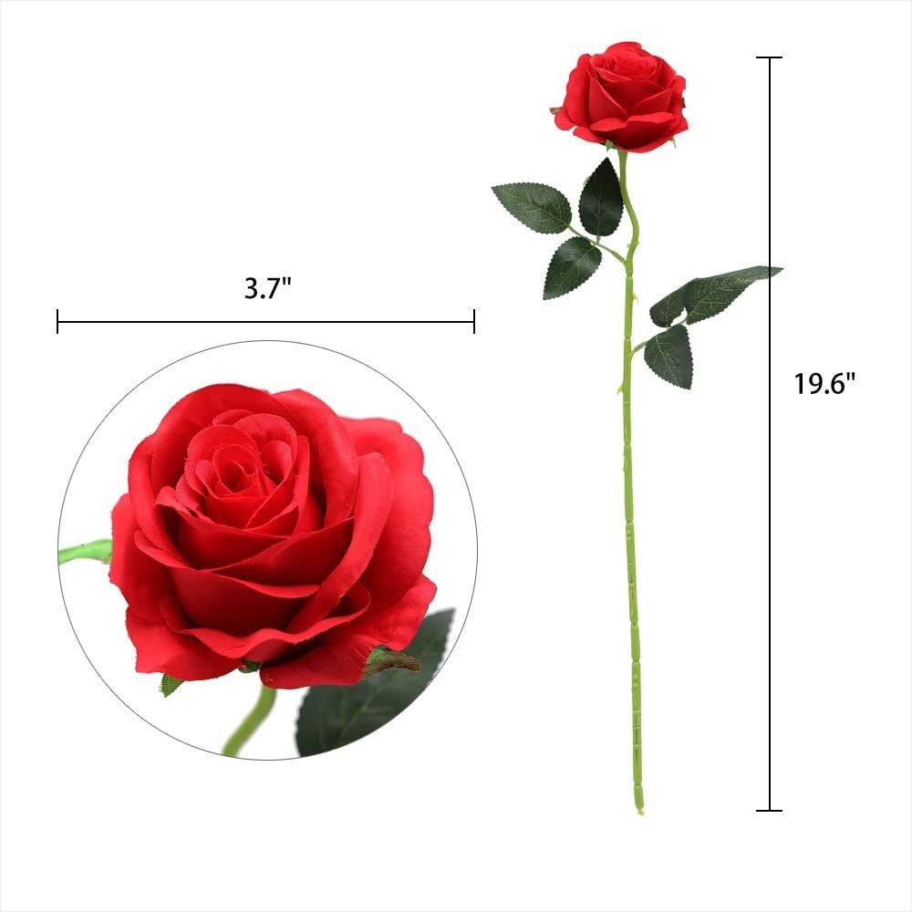 10-Piece Artificial Red Roses – Luxurious Silk Flowers for Weddings & Gifts