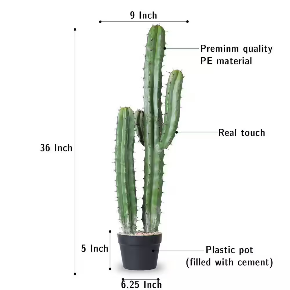 9 In. 36 In. Green Indoor/Outdoor Artificial Plant Cactus Faux Succulent for Hom