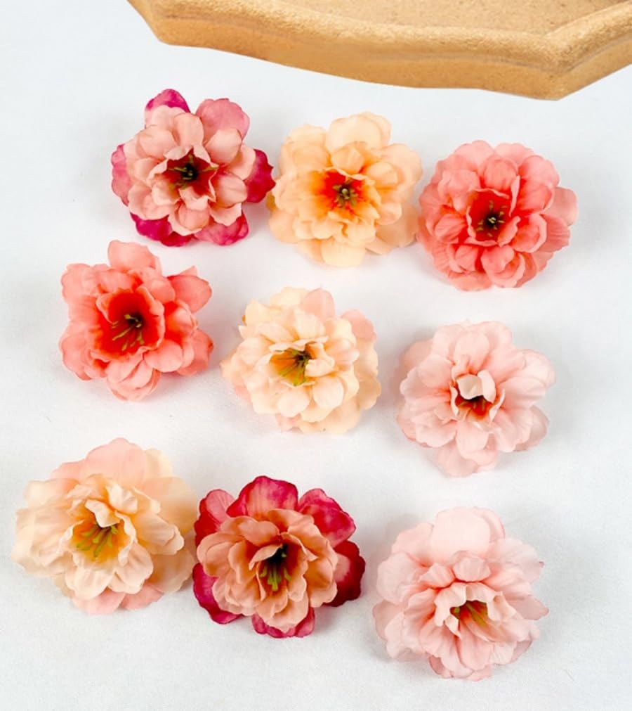 50 PCS Multicolor 2 Inch Silk Rose Small Fake Artificial Flower Heads