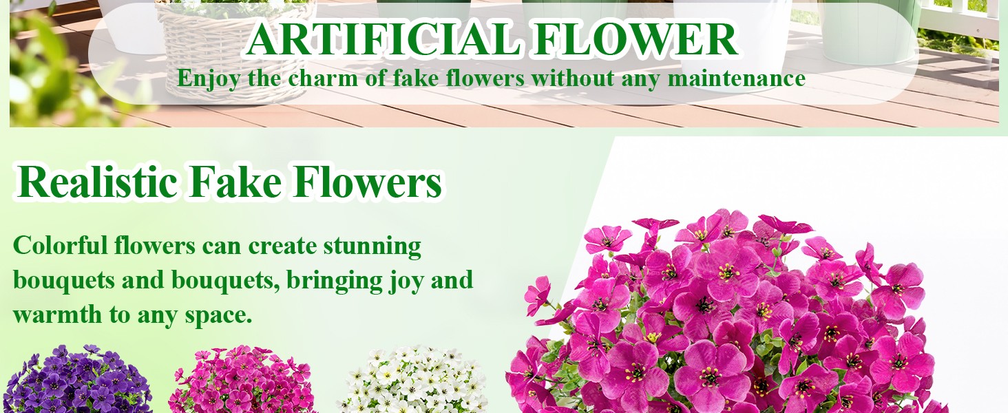 20 Bundles Artificial Violet Flowers for Outdoors, Mixed | UV resistant, silk