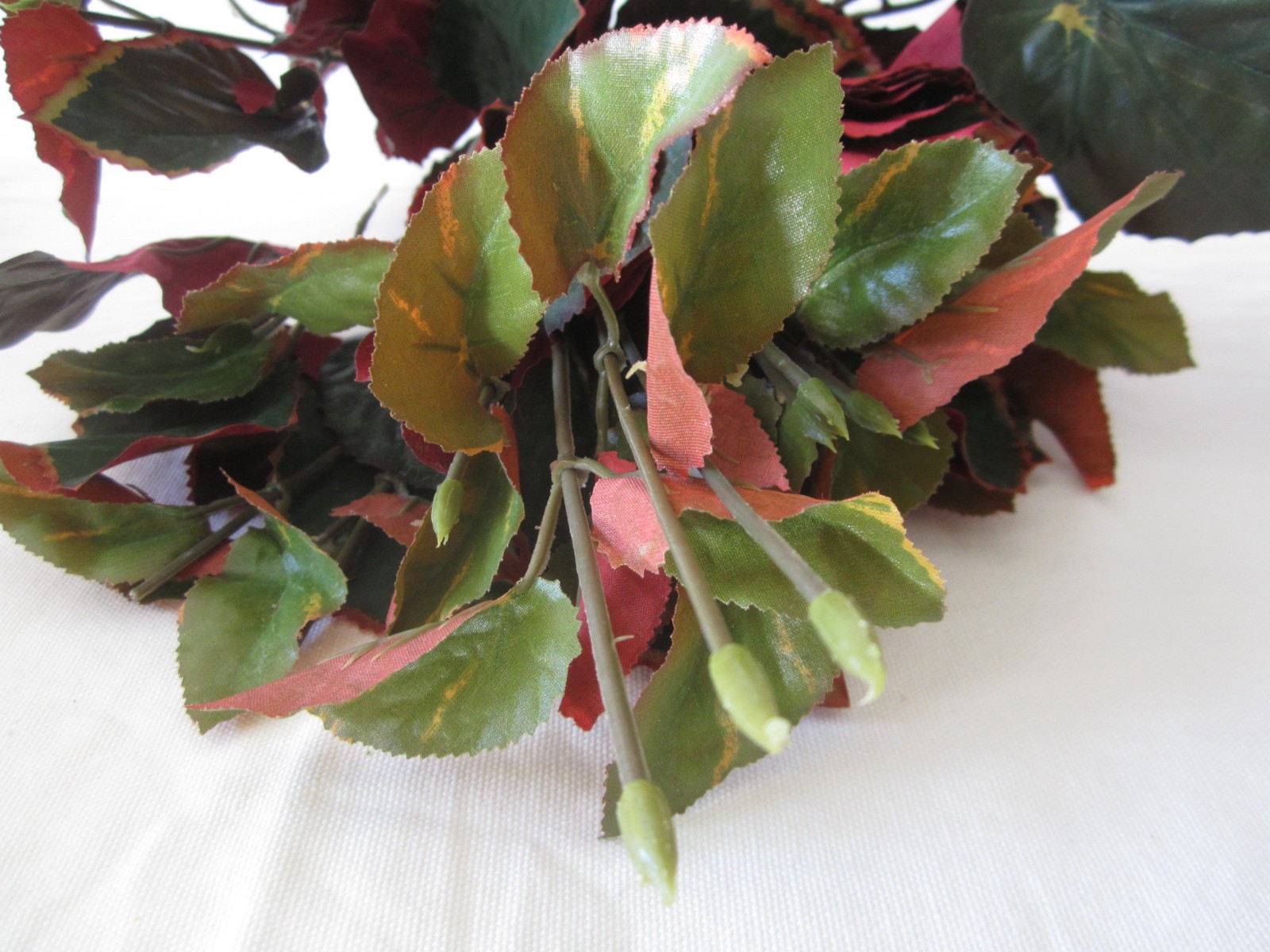Lot of RED & GREEN Artificial Floral BUSH LEAVES Tree Branches Greenery Decor