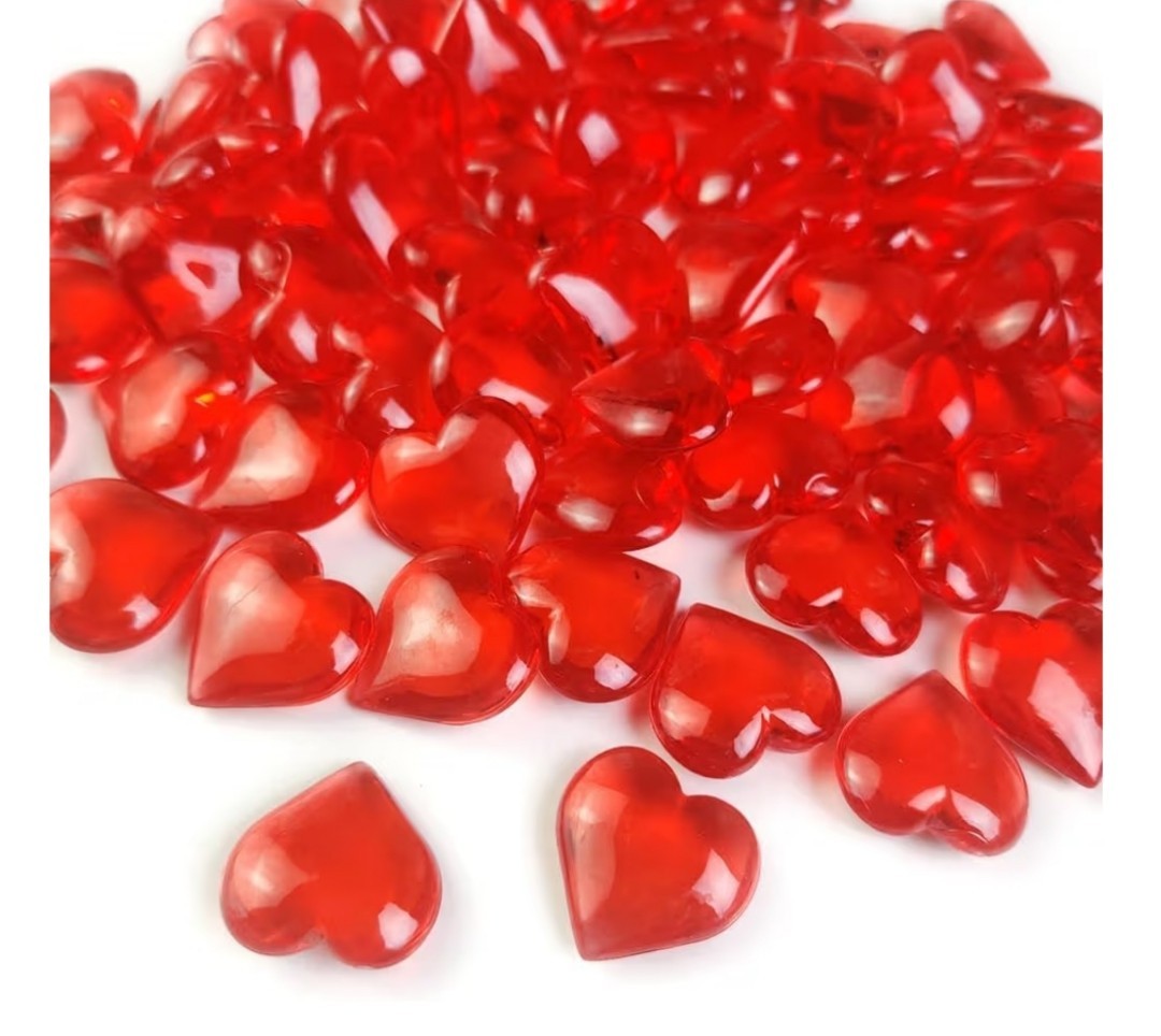 Diamond Gems Floral Hearts Red Vase Filler 7 Ounces (4 pack)
