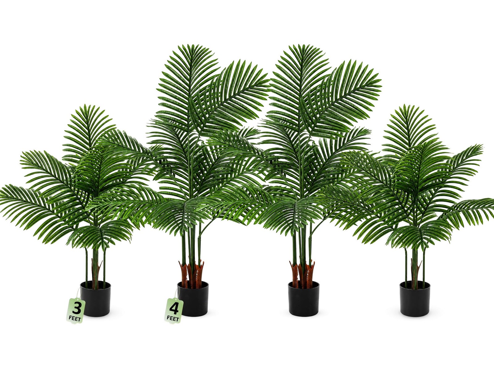 Artificial Palm Trees 4 Pack 3Ft 4Ft Faux Areca Palm Plants