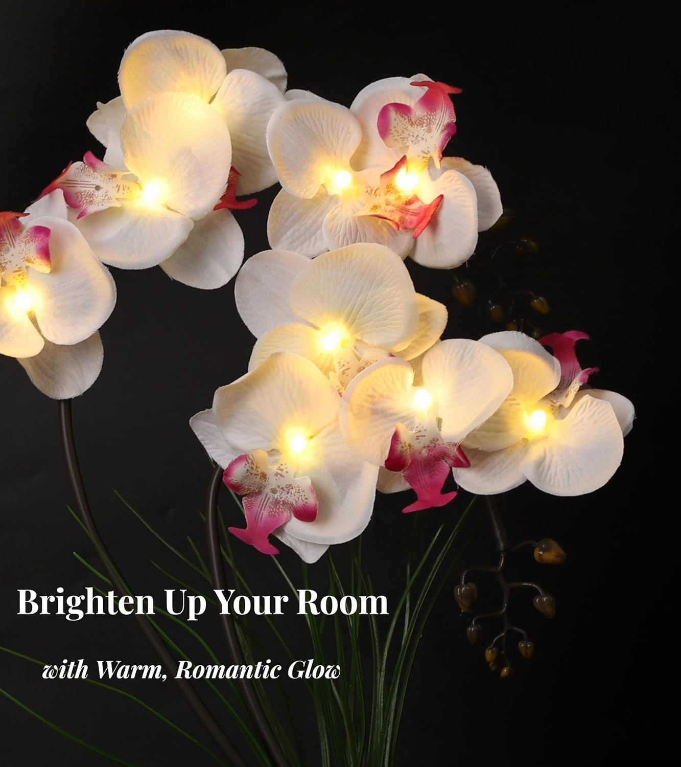 Homeseaons Orchid Lamp-Led Lighted Orchid Arrangements,Pre Lit Artificial Orchid
