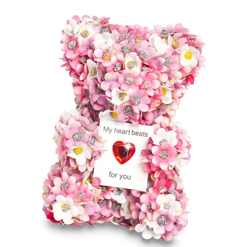 Delicate Faux Flower Bear Display Decoration for Creating a Elegant Atmosphere