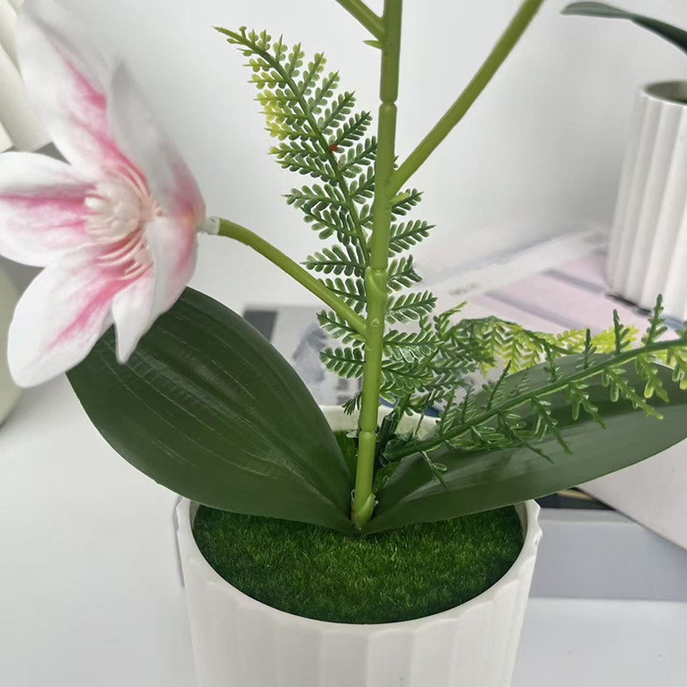 Vertical Pot Magnolia Flower Decoration with Realistic Petals and Green Leaves
