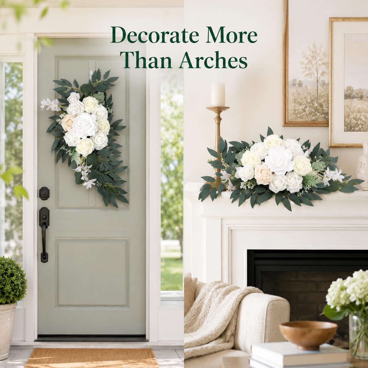 2 PCS Dusty Blue Wedding Arch Flower Swags 23.6 15.7 Inch Floral Decor Sign