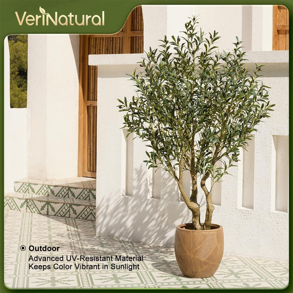 6Ft UV Resistant Faux Olive Tree – Realistic Indoor/Outdoor Decor Plant