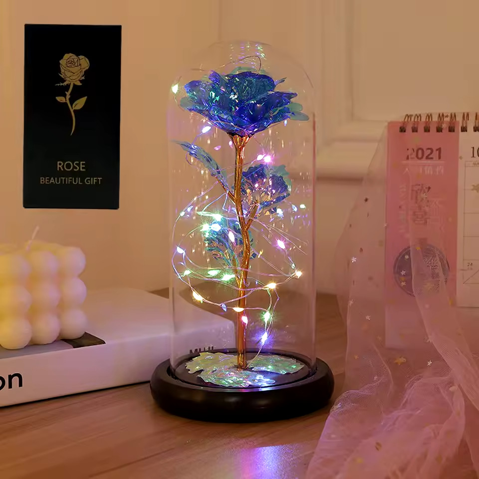 1pc Hot LED Enchanted Galaxy Rose Eternal Beauty Rose With Fairy Lights in Dome