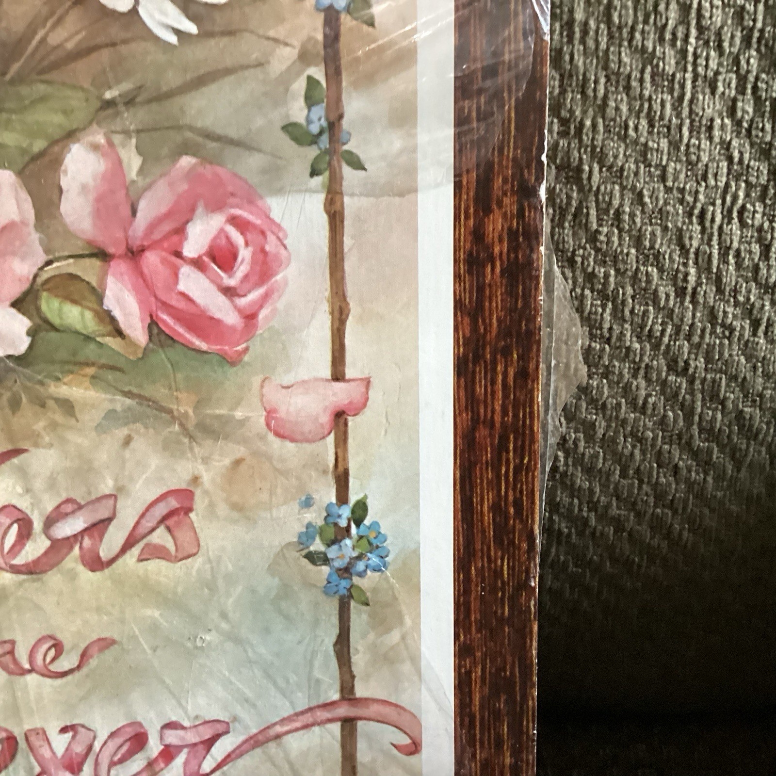 Vintage Flower Rose Pink Wall Hanging Decor Grandmacore Cottagecore Sisters USA