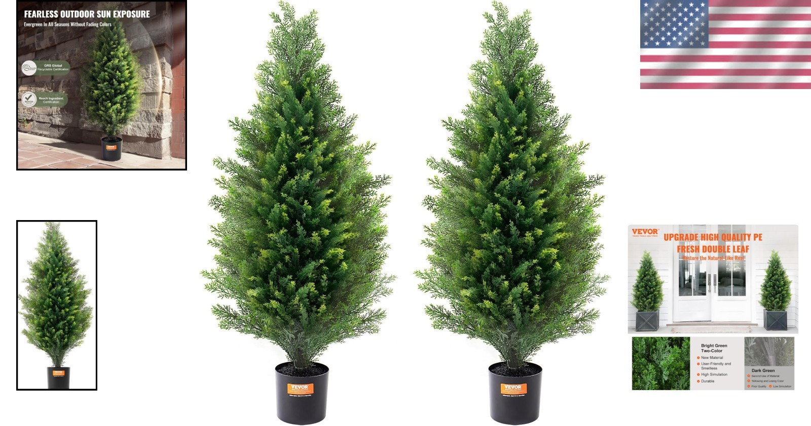 36-inch Faux Cedar Topiary Tree Set – -Round Indoor/Outdoor Plants – 2 Pack