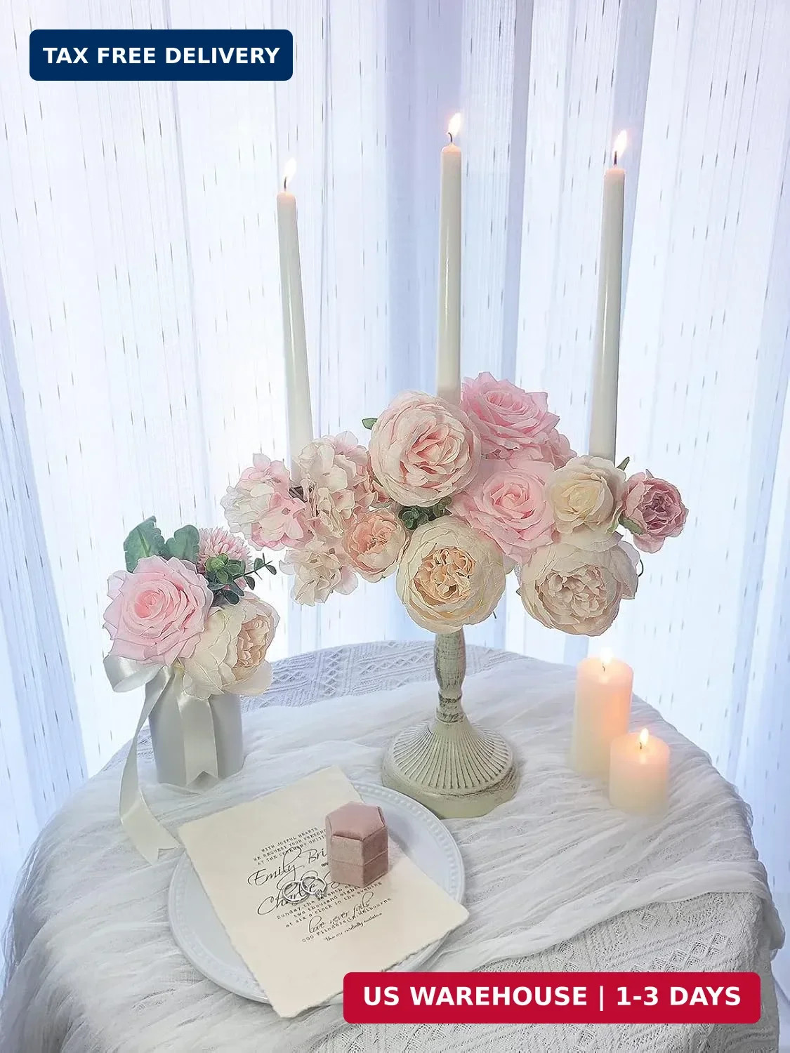 FACINOC Peonies Artificial Flowers Pink Silk Roses Bulk for DIY Wedding Bouquet