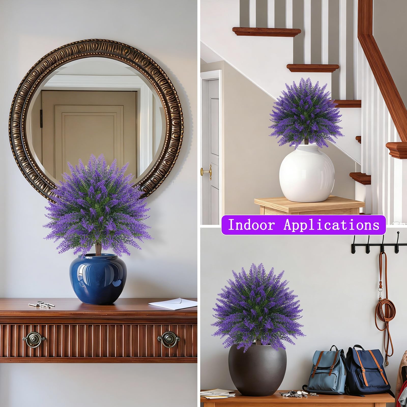 Artificial Lavender Topiary Bushes 24″ Set of 2 UV Resistant Faux Indoor Outdoor
