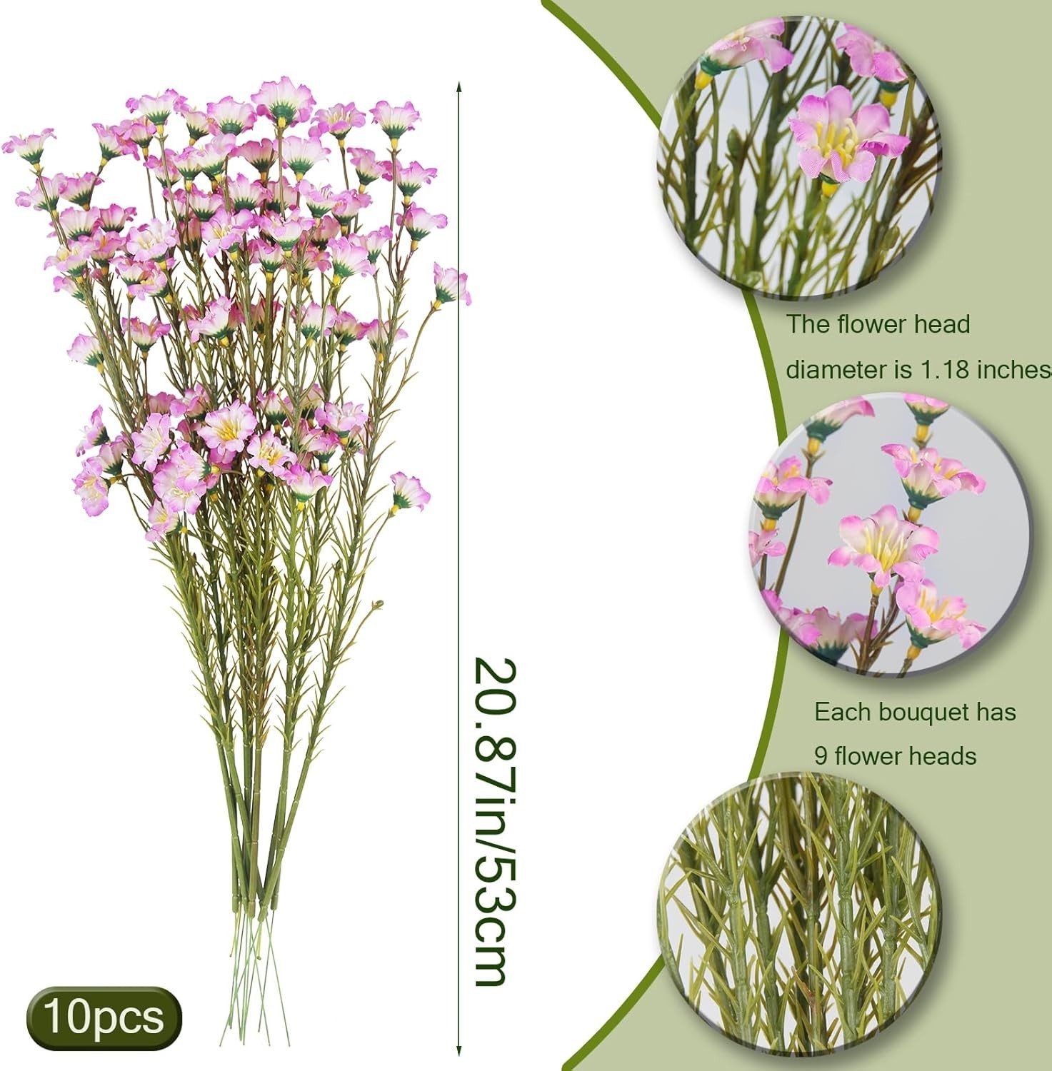 10 Pcs Artificial Wildflowers with Stems Bulk Silk Spring Flowers 21″ Fake Fo…