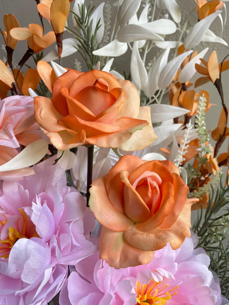 Chic Pink Orange Centerpiece Home Decor Living Dining Room Bedroom Accent
